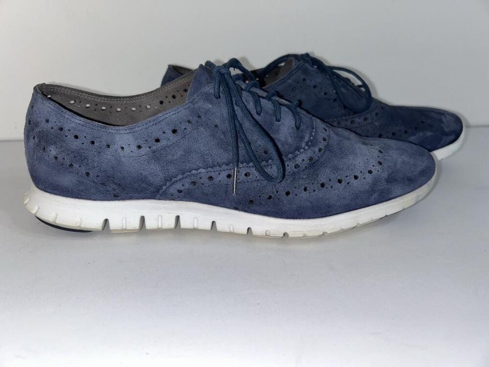 Cole Haan Zerogrand Women’s Blue Suede Wingtip Oxfords W05157 Size 9B